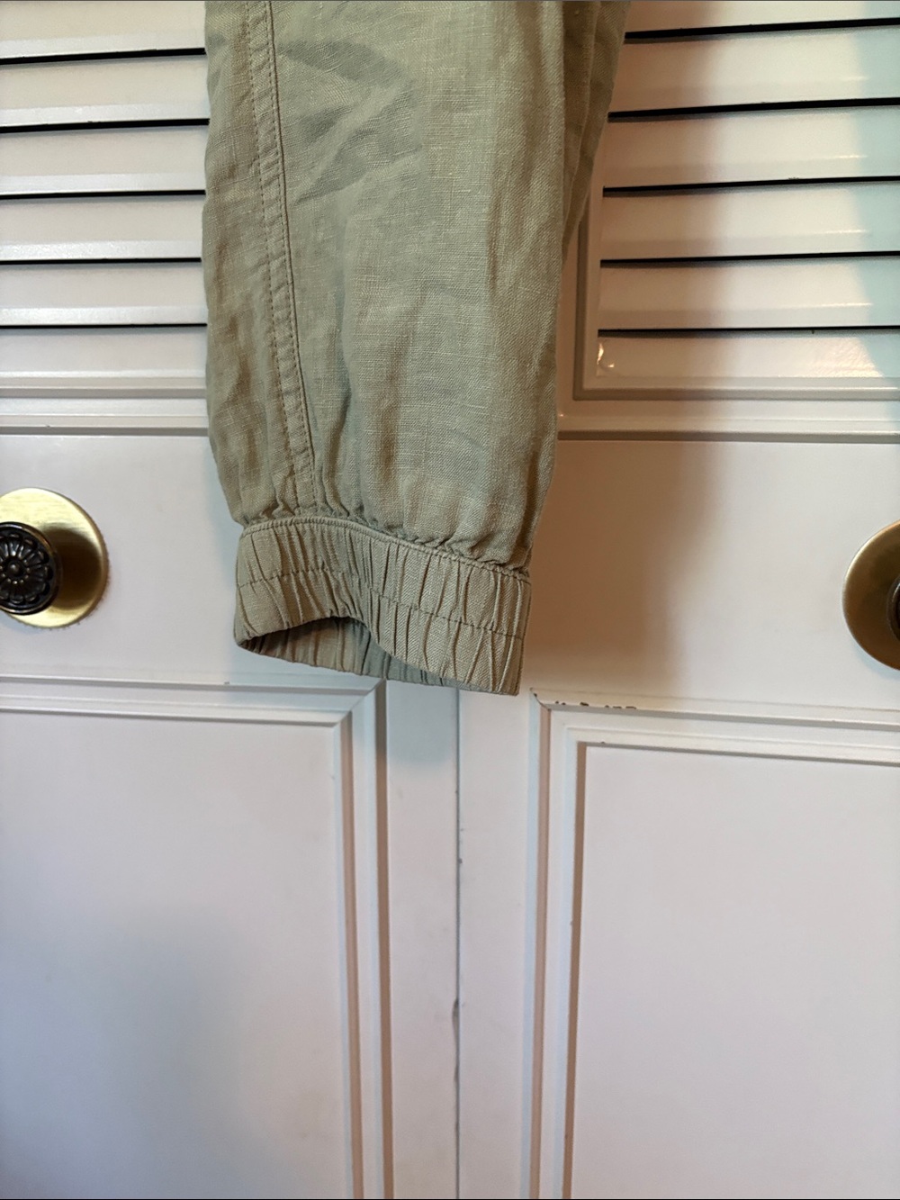 Nicole Miller 100% Linen Pale Sage Green Women’s Cargo Jogger Size L - Picture 4 of 10